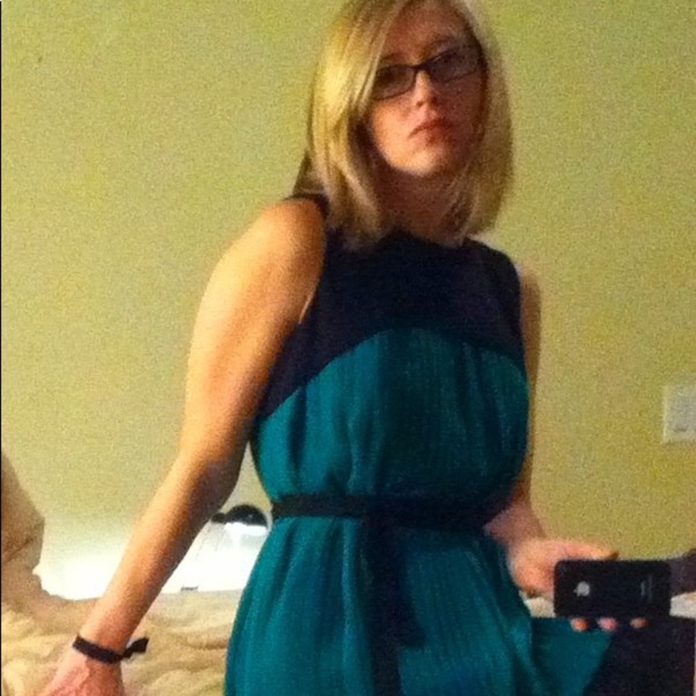 Ali Ro Green and Black Silk Dress